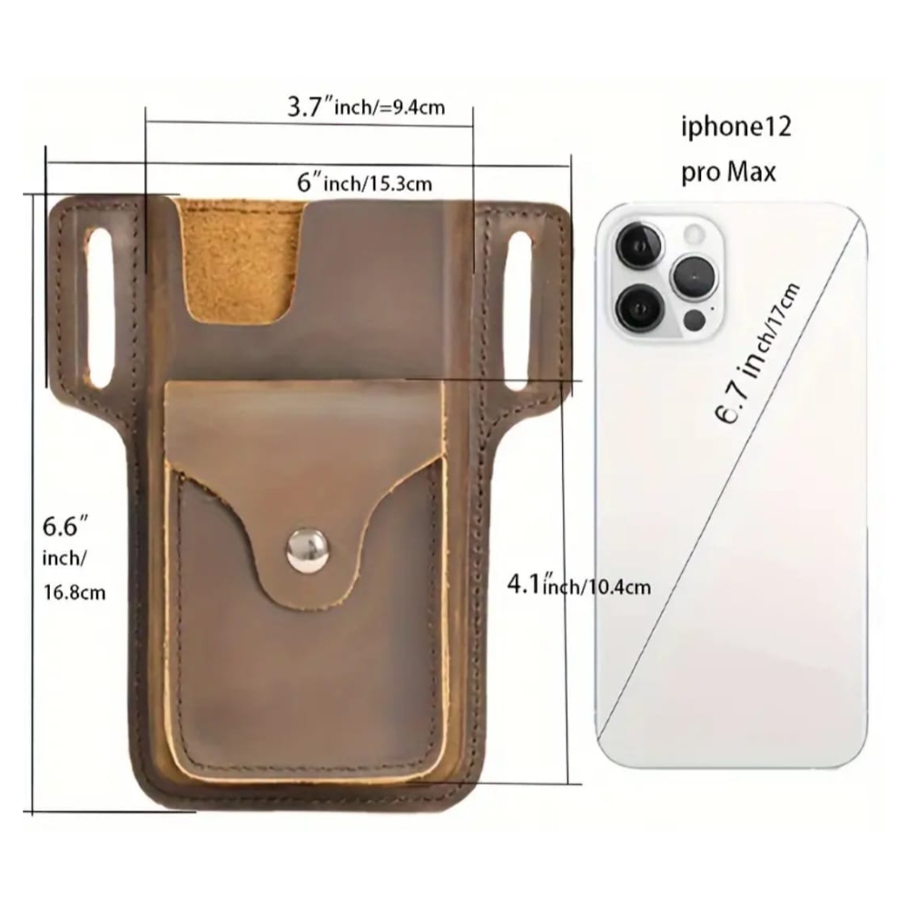 (1) Brown Leather Cellphone & Cardholder Belt Pouch (View 1 only)