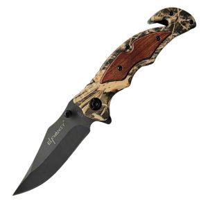 (1) Medium Elf Monkey Camo (Folding Knife) Front view
