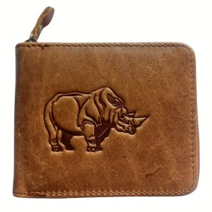 (10) Tan Leather Wolfhound Wallet with Rhino Print (View 1)