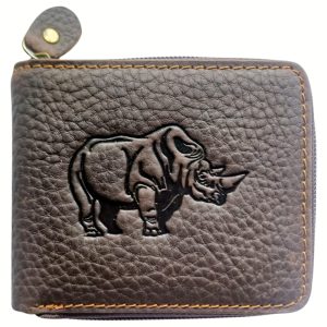 (11) Dakota Dark Brown Leather Wolfhound Wallet with Rhino Print (View 1)
