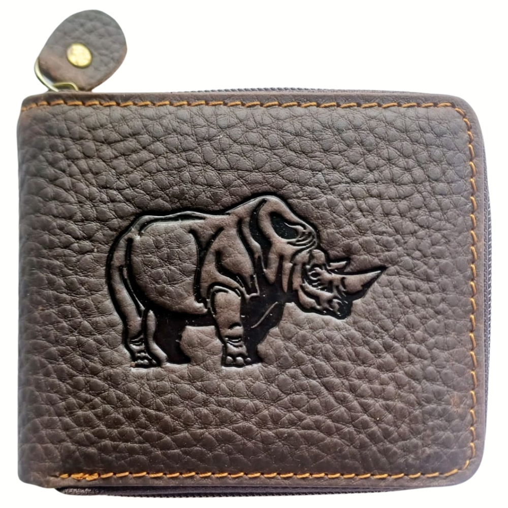 (11) Dakota Dark Brown Leather Wolfhound Wallet with Rhino Print (View 1)