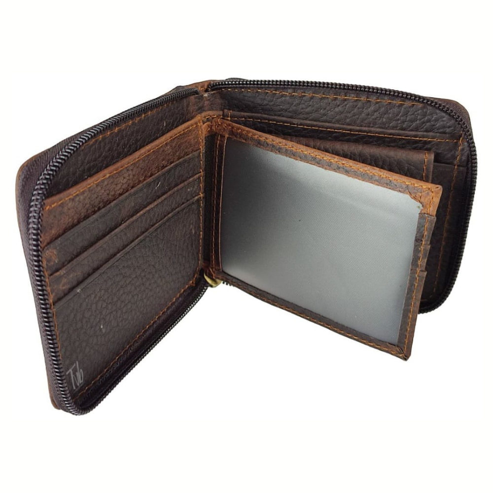 (11) Dakota Dark Brown Leather Wolfhound Wallet with Rhino Print (View 3)