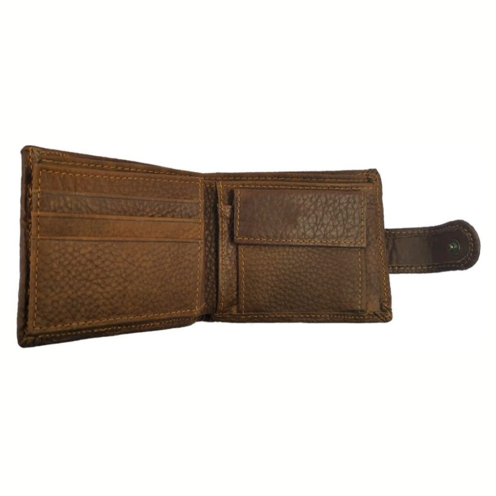 (2) Dakota Brown Leather Wolfhound Wallet with Classic Car Print (View 2)