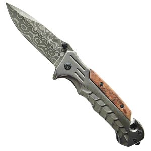 (2) Medium Browning wood & dark metal (Folding Knife) - Front view