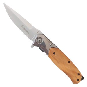(4) Medium Browning Light Wood (Folding Knife) front view