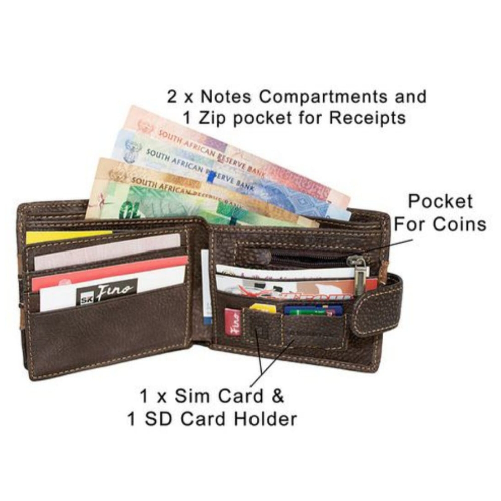 (6) Two Tone Dark Brown Leather with Camel Print Fino Wallet (View 2)