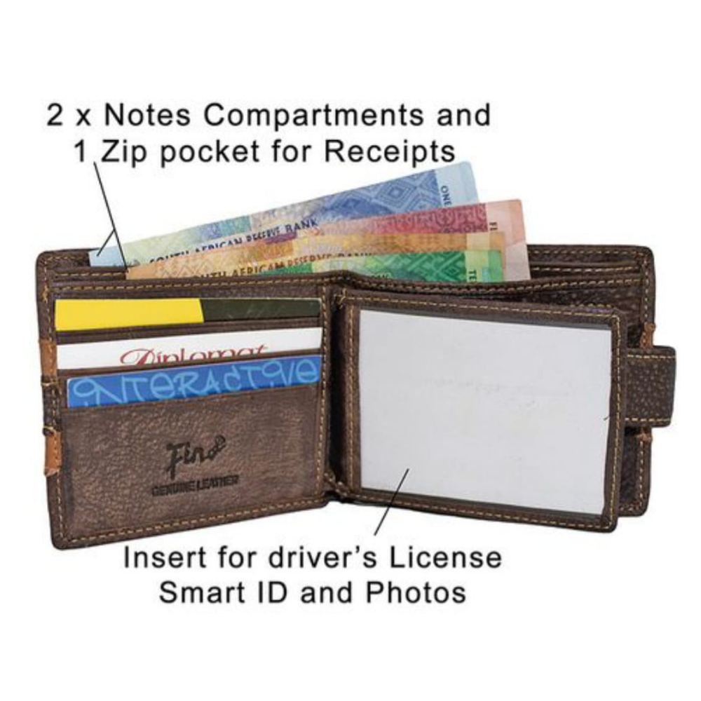 (6) Two Tone Dark Brown Leather with Camel Print Fino Wallet (View 3)