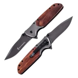 (7) Medium Browning Red Wood (Folding Knife) Front & back view