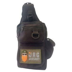 TACTICAL CHEST BAG WITH GUN HOLSTER BLACK FRONT VIEW