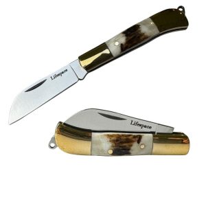 Lifespace Premium Hawkbill Biltong Utility Knife with SS Blade and Antler Handler
