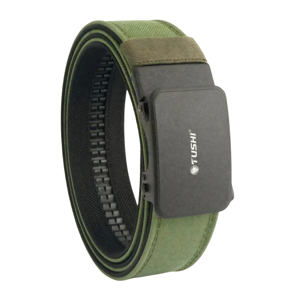 Heavy duty quick release tactical ratchet belt army green